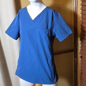 MEDLITA Women's Vista V-Neck Blue Scrub Top sz M